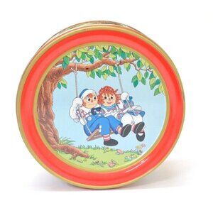1980's Raggedy Ann Andy Tin Can Parco Foods Macmillan Kitchen Collectible Vintag